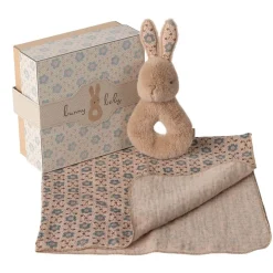Rabbit Rattle Baby Gift Set - Cream Peach