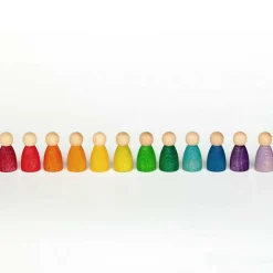 12 Rainbow Nins - Wooden Peg People