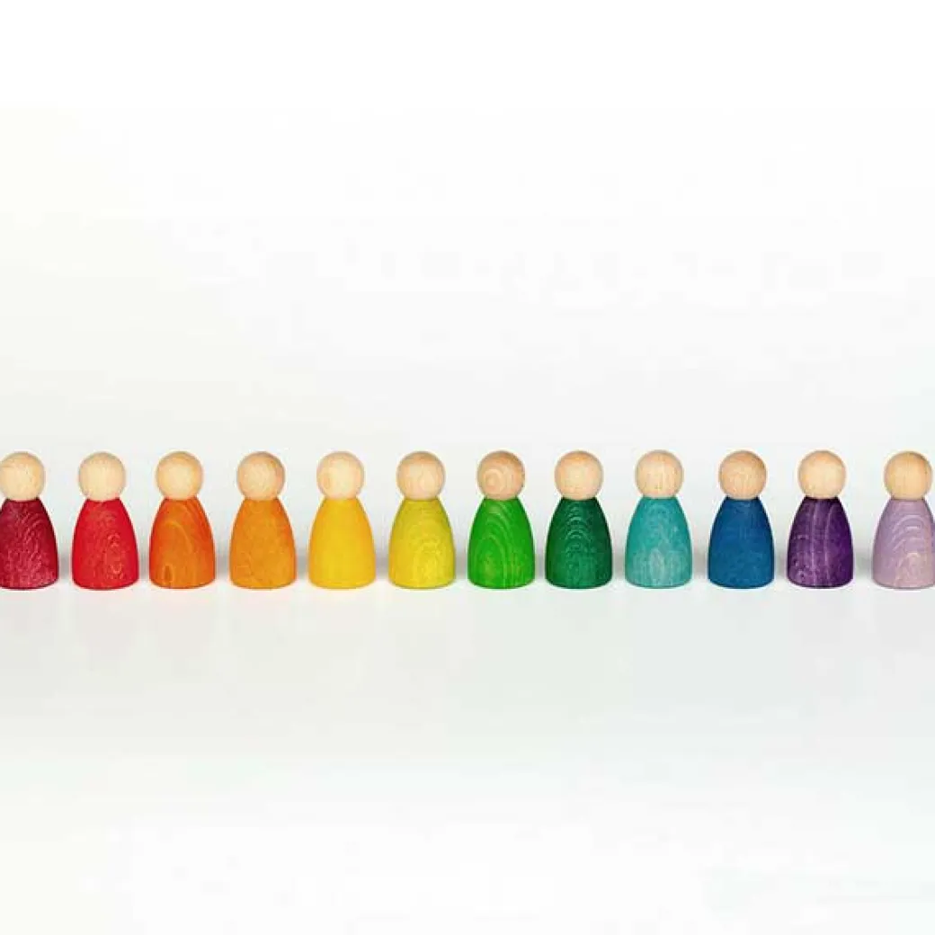 12 Rainbow Nins - Wooden Peg People