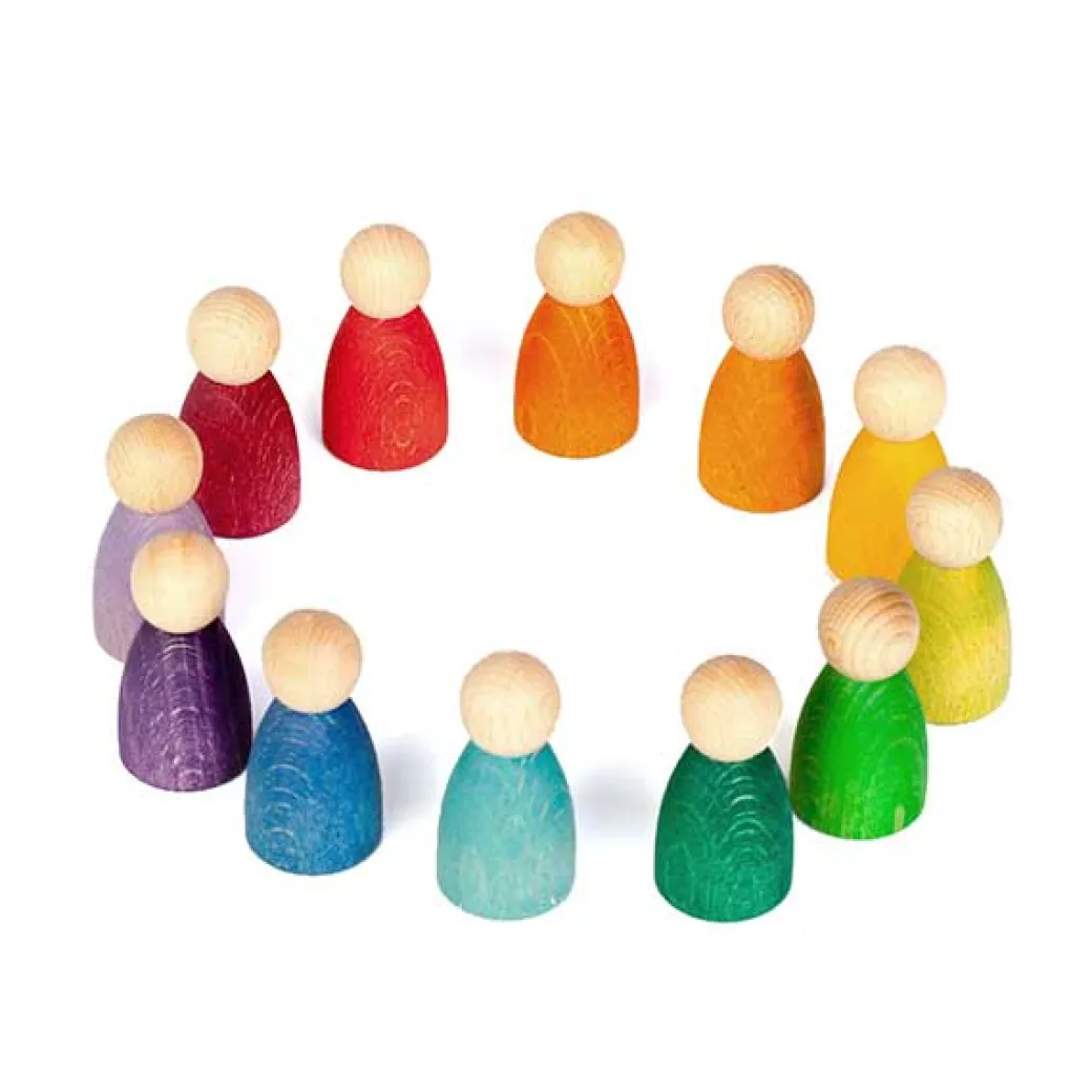 12 Rainbow Nins - Wooden Peg People