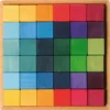Rainbow Wooden Cubes - 36 Blocks with Tray