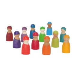 12 Rainbow Wooden Peg Dolls