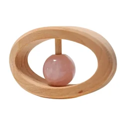 Rose Quartz Wooden Baby Rattle