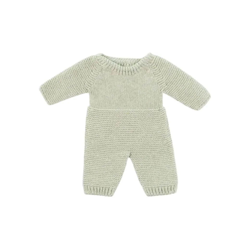 Sage Green Knit Doll Pajamas - 12''
