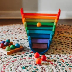 Small Wooden Rainbow Balls, Set of 12
