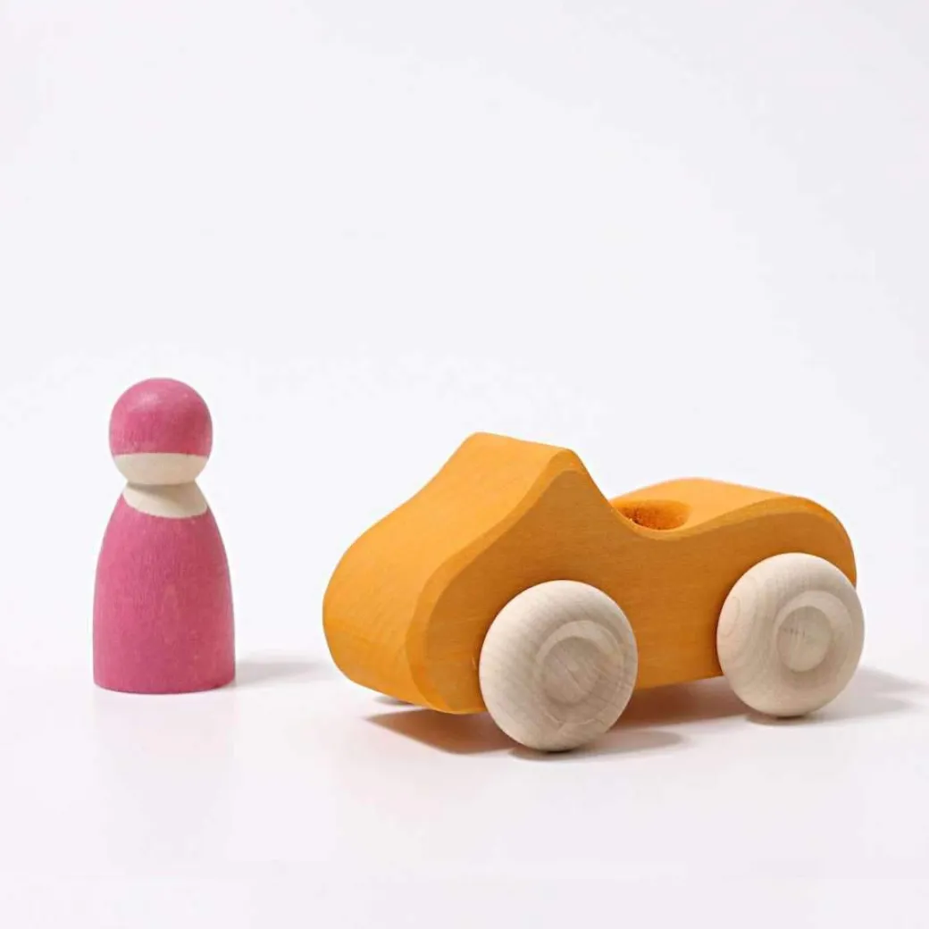 Small Yellow Convertible - Wooden Toy Car