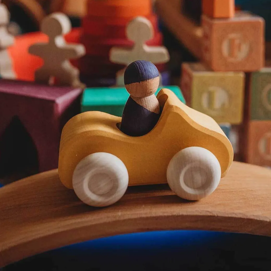 Small Yellow Convertible - Wooden Toy Car