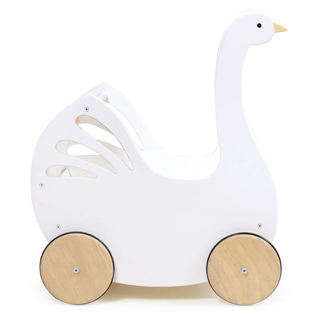 Sweet Wooden Swan Doll Stroller