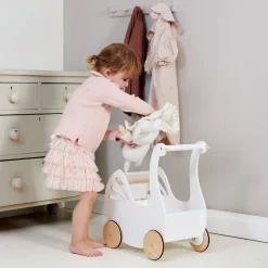 Sweet Wooden Swan Doll Stroller
