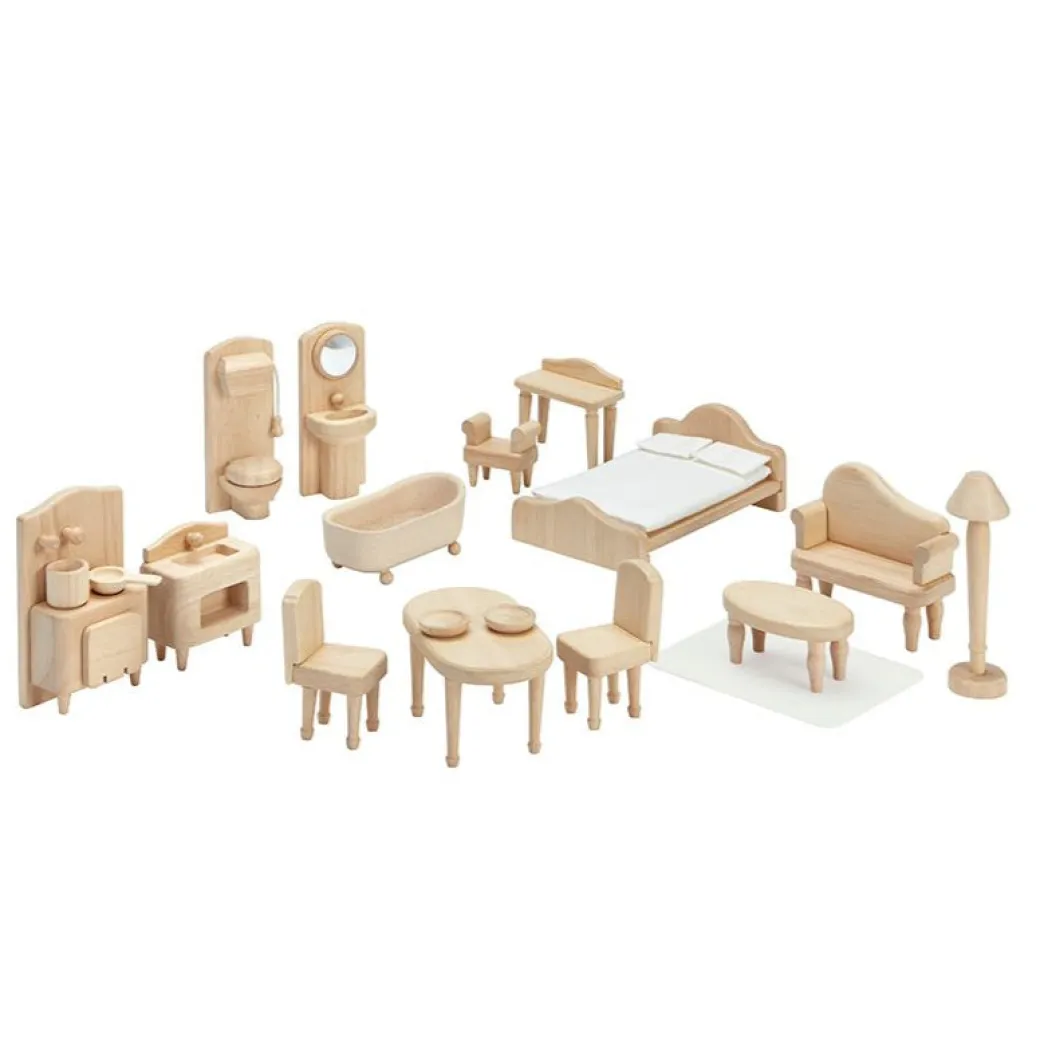 Victorian Wooden Dollhouse Furniture Set