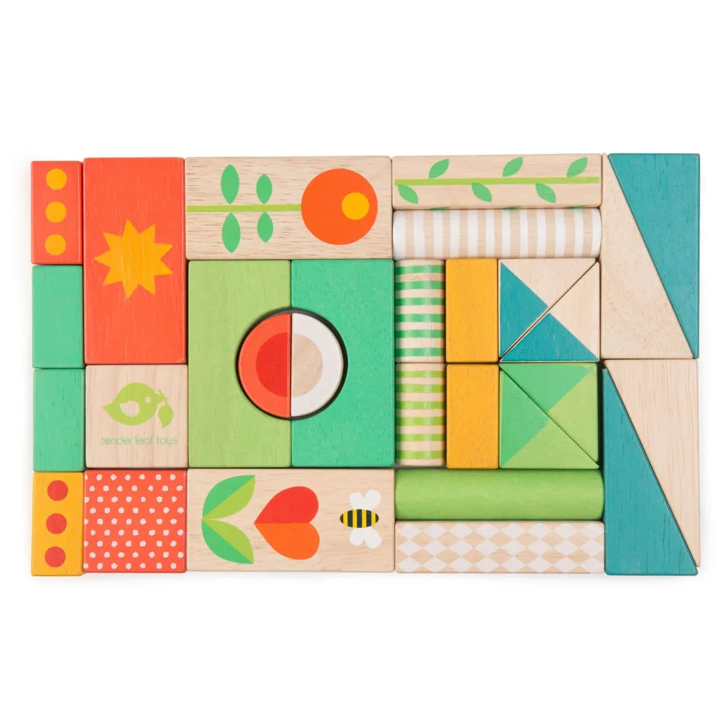 Wooden Baby Walker and Garden Blocks Set