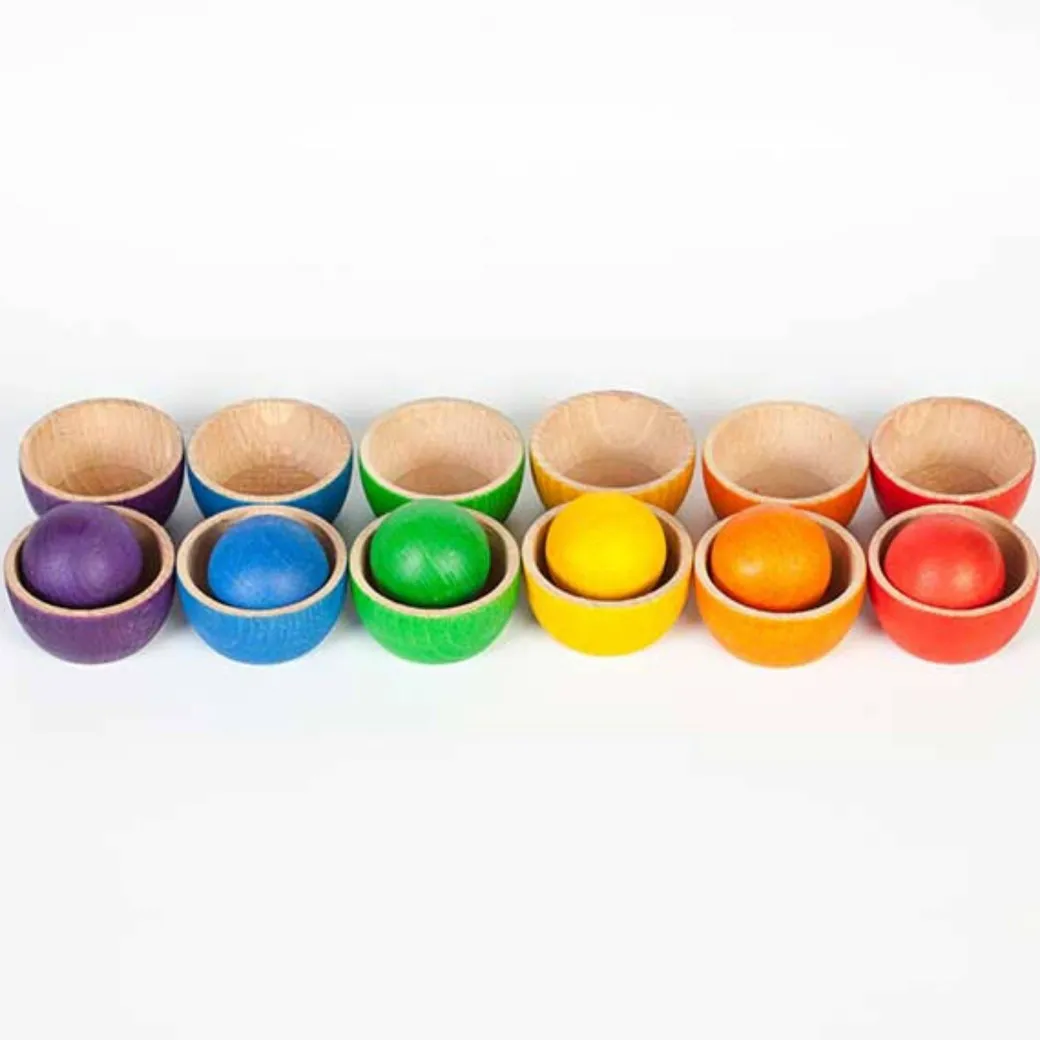 Wooden Bowls & Balls Matching Game