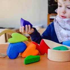 Wooden Heart Blocks - Rainbow
