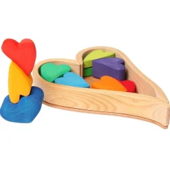 Wooden Heart Blocks - Rainbow
