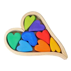 Wooden Heart Blocks - Rainbow