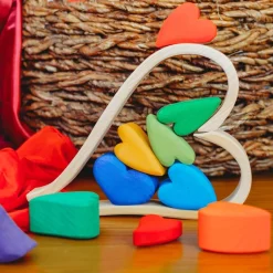 Wooden Heart Blocks - Rainbow