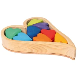 Wooden Heart Blocks - Rainbow