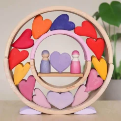 Wooden Heart Blocks - Red