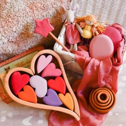 Wooden Heart Blocks - Red