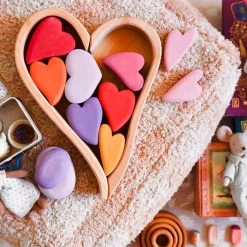 Wooden Heart Blocks - Red