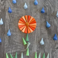 Wooden Mandala Set, Blue Raindrops