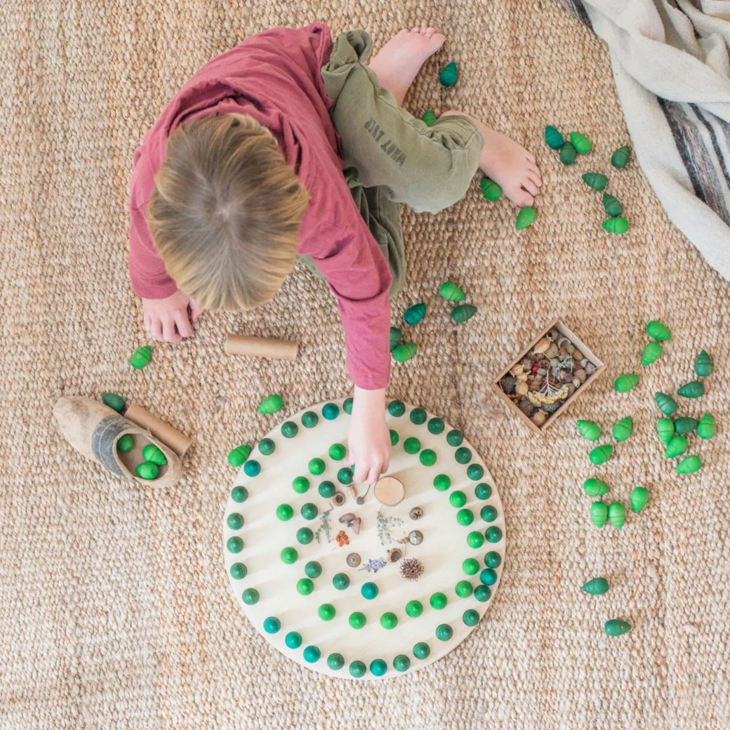 Wooden Mandala Set, Green Trees