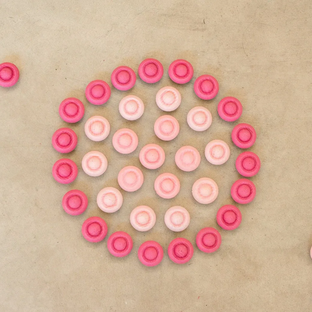 Wooden Mandala Set, Pink Flowers