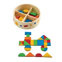 Wooden Mosaic Shapes with Container