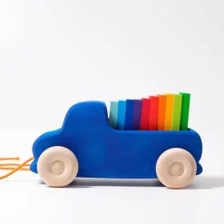Wooden Pull Along Truck with Rainbow Blocks