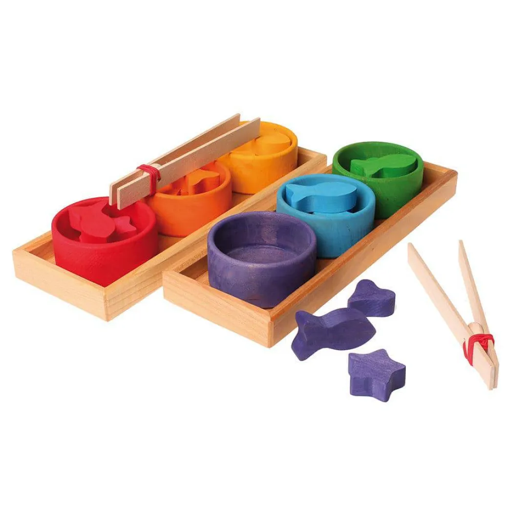 Wooden Rainbow Bowls Sorting Game