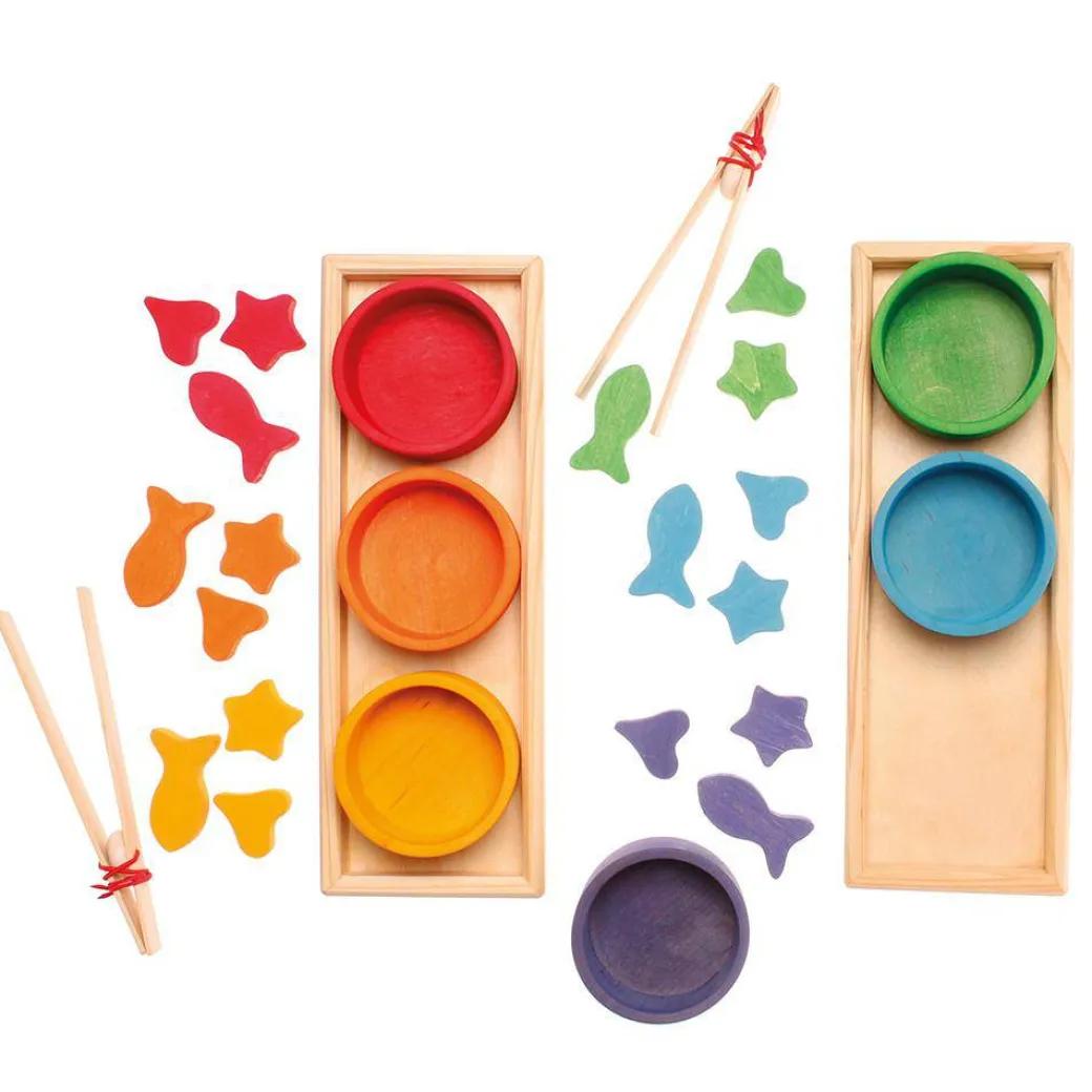 Wooden Rainbow Bowls Sorting Game