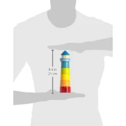 Wooden Rainbow Lighthouse Stacking Toy