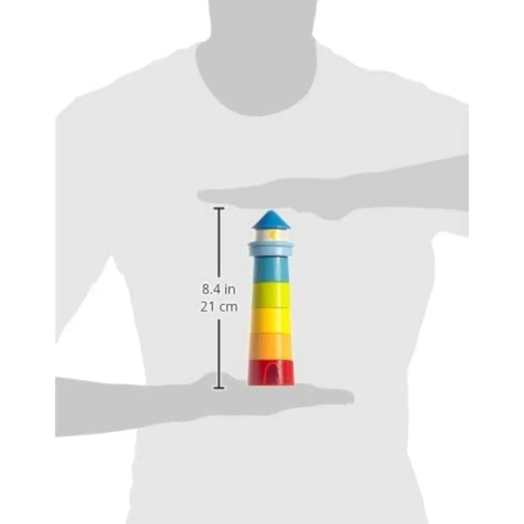 Wooden Rainbow Lighthouse Stacking Toy