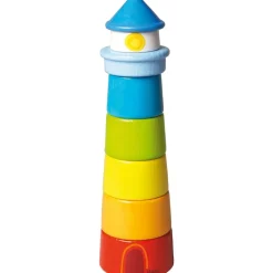 Wooden Rainbow Lighthouse Stacking Toy