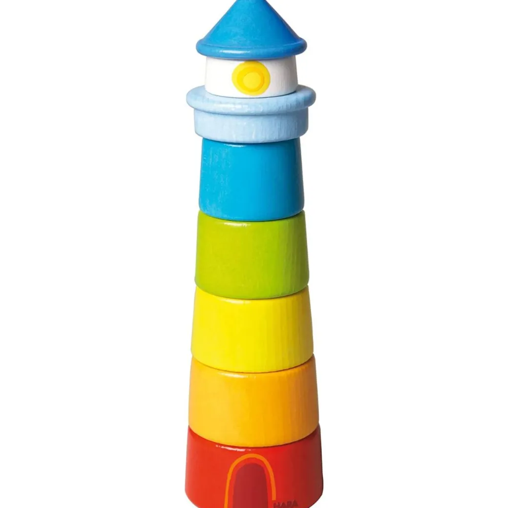 Wooden Rainbow Lighthouse Stacking Toy