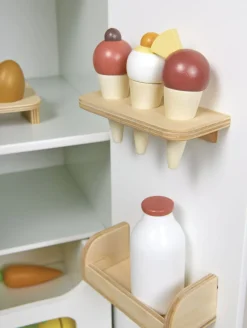 Wooden Refrigerator and Food Set