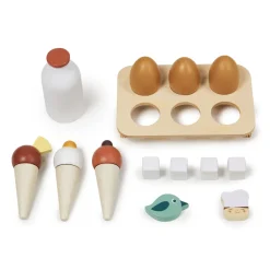 Wooden Refrigerator and Food Set