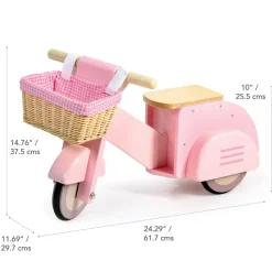 Wooden Ride-On Scooter with Basket