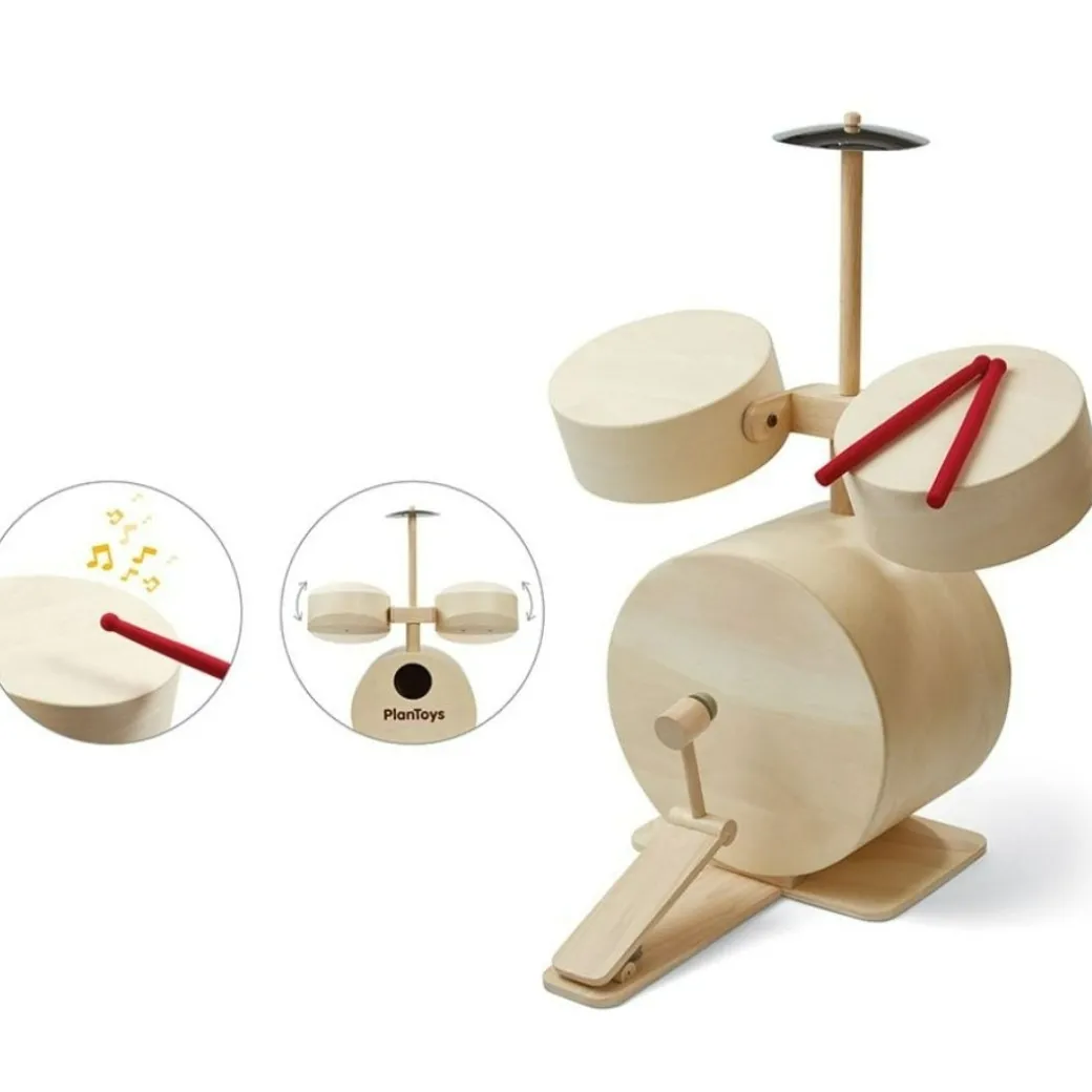 Wooden Toy Drum Set with Cymbals